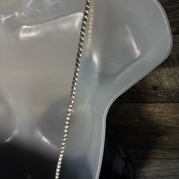 90s Bari Jay Rhinestone Velour Mini Dress Small Black Glitter Whimsigoth Y2K - Picture 8 of 10